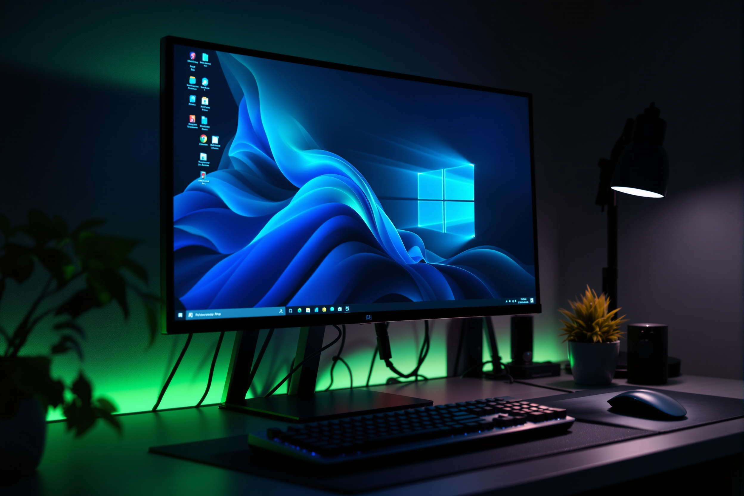 A tidy desktop computer setup showing a clean minimalist Linux desktop